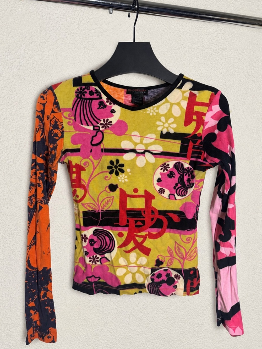 Y2K Custo Barcelona Multicolor Graphic Long Sleeve Top